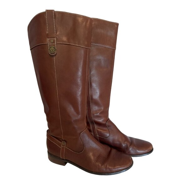 Anne Klein Women Leather Riding Boots 9M Calantha Brown iFlex Equestrian Classic - Picture 1 of 11